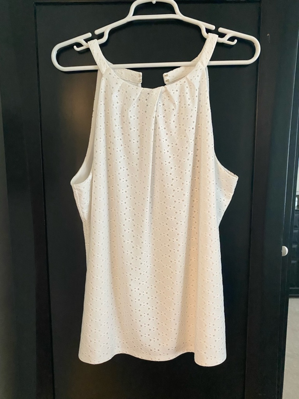 White House Black Market White Eyelet Halter top NEW